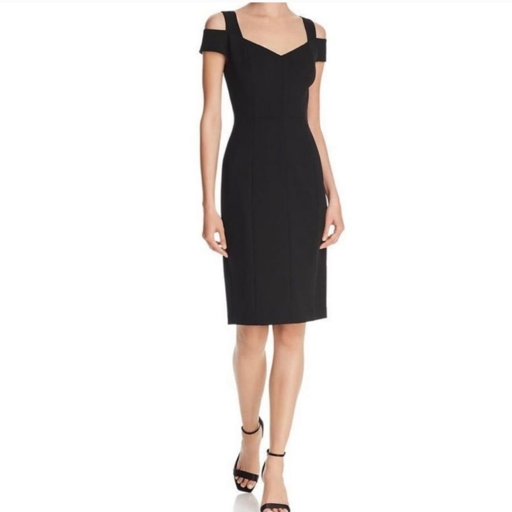 Eliza J NWT Black Sheath Dress Exposed Shoulder Size 18 W LBD